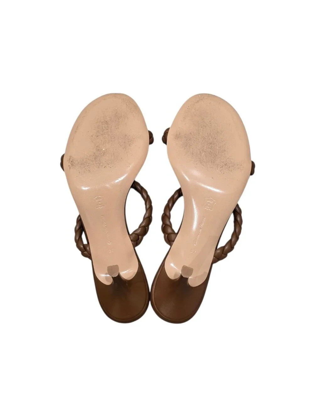 GIANVITO ROSSI MARLEY 70 HEEL BRAIDED SANDALS BROWN 37